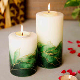 Watercolour Green Candle Small